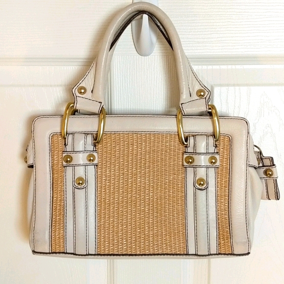 Vintage Banana Republic Leather and Straw Handbag - Picture 1 of 9